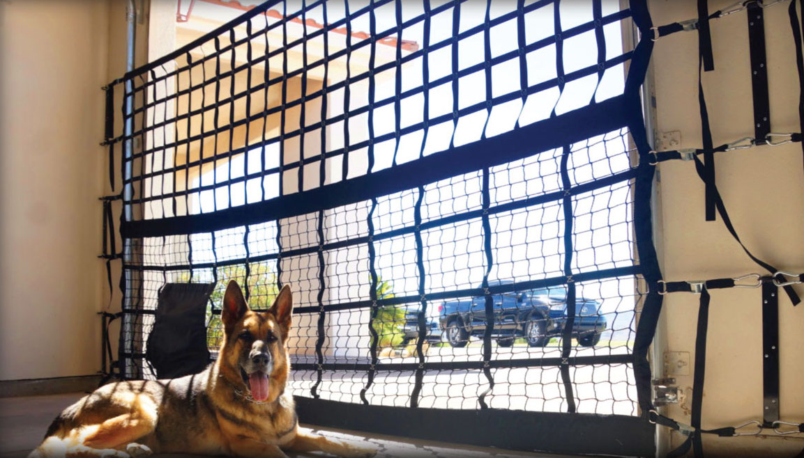 The K9 Garage Door Kennel Net Turns Any Garage Into A Safe And Secure Outdoor Area For Dogs